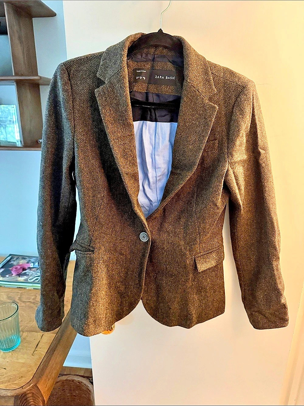 Zara Lambswool Blazer in Brown Size Medium